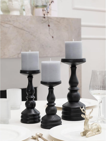 3X3 Pillar Candles Set of 3 - Rustic Unscented No Drip Light Gray Candles for Home Decor, Weddings, Centerpieces - Dis & Dat Shop