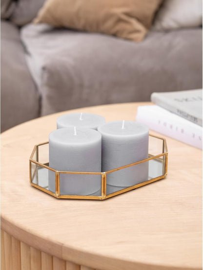 3X3 Pillar Candles Set of 3 - Rustic Unscented No Drip Light Gray Candles for Home Decor, Weddings, Centerpieces - Dis & Dat Shop