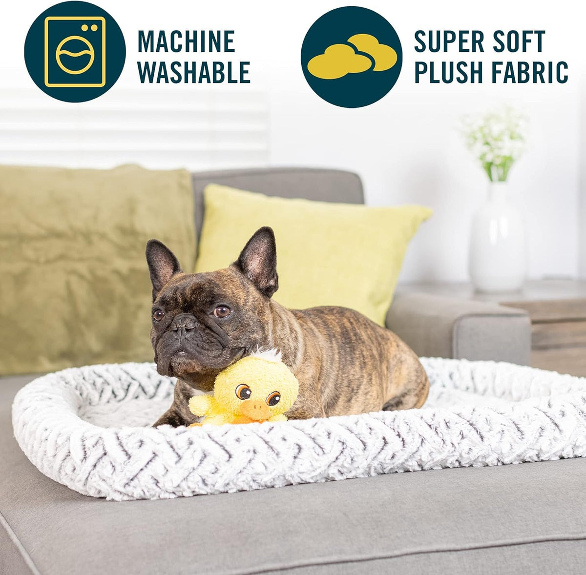 Bolster Mat Dog Bed & Crate Mat (Plush & Versatile Washable Dog Bed Perfect Dog Crate Mat and Calming Dog Bed) Small Dog Bed Size Measures 18" X 24" - Dis & Dat Shop