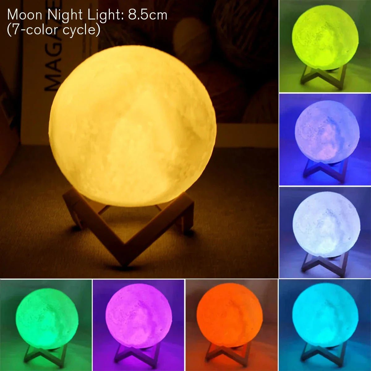 D5 Starry Moon Lamp 8Cm - LED Night Light with Stand, Perfect for Bedroom Decor and Gifts - Dis & Dat Shop