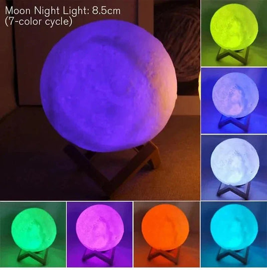 D5 Starry Moon Lamp 8Cm - LED Night Light with Stand, Perfect for Bedroom Decor and Gifts - Dis & Dat Shop