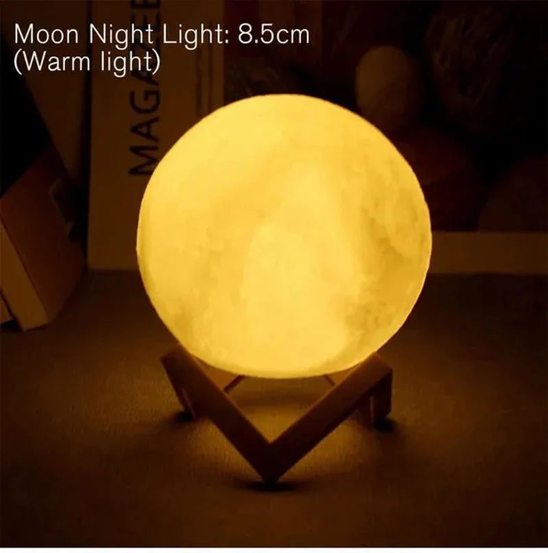 D5 Starry Moon Lamp 8Cm - LED Night Light with Stand, Perfect for Bedroom Decor and Gifts - Dis & Dat Shop