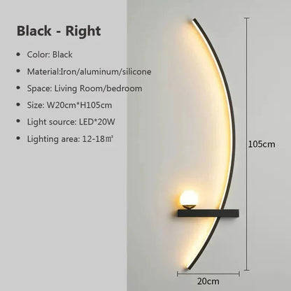Modern LED Wall Lamp – Minimalist Art Design for Bedroom, Living Room, and Bathroom, Gold/Black - Dis & Dat Shop