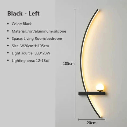 Modern LED Wall Lamp – Minimalist Art Design for Bedroom, Living Room, and Bathroom, Gold/Black - Dis & Dat Shop