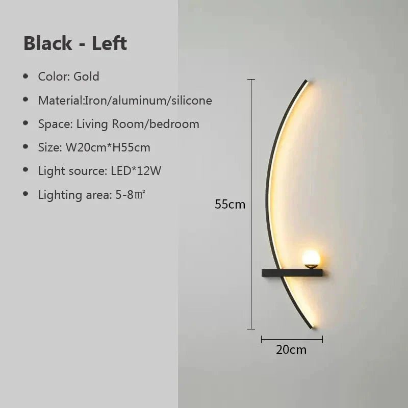 Modern LED Wall Lamp – Minimalist Art Design for Bedroom, Living Room, and Bathroom, Gold/Black - Dis & Dat Shop