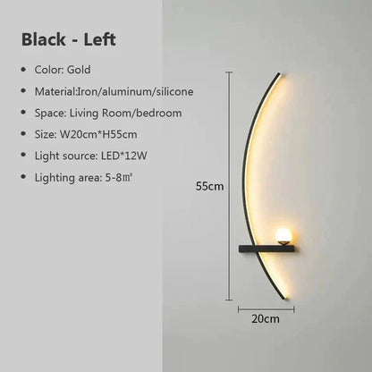Modern LED Wall Lamp – Minimalist Art Design for Bedroom, Living Room, and Bathroom, Gold/Black - Dis & Dat Shop