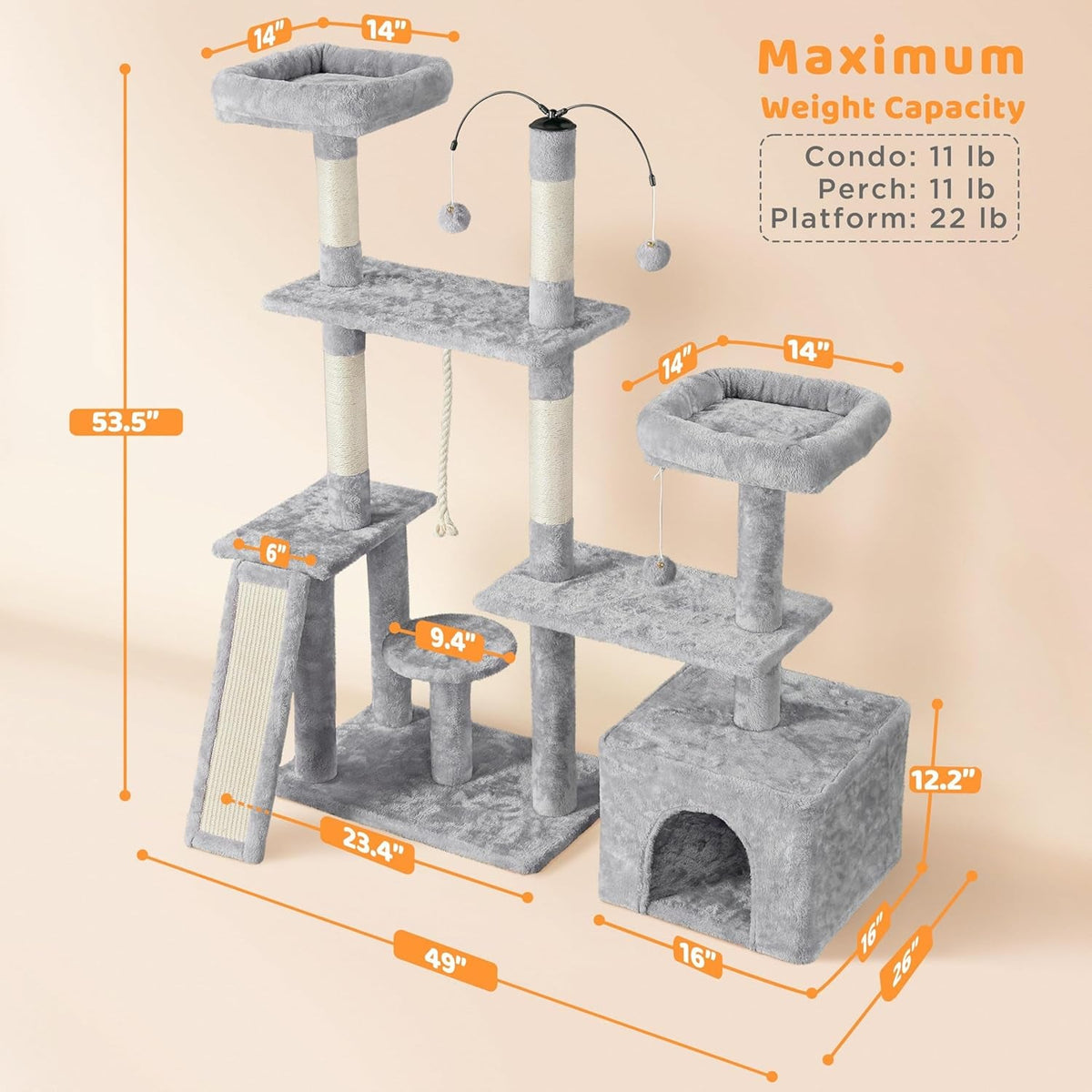 Yaheetech 53" Cat Tree — Multi-Level Play Tower for Indoor Cats - Dis & Dat Shop