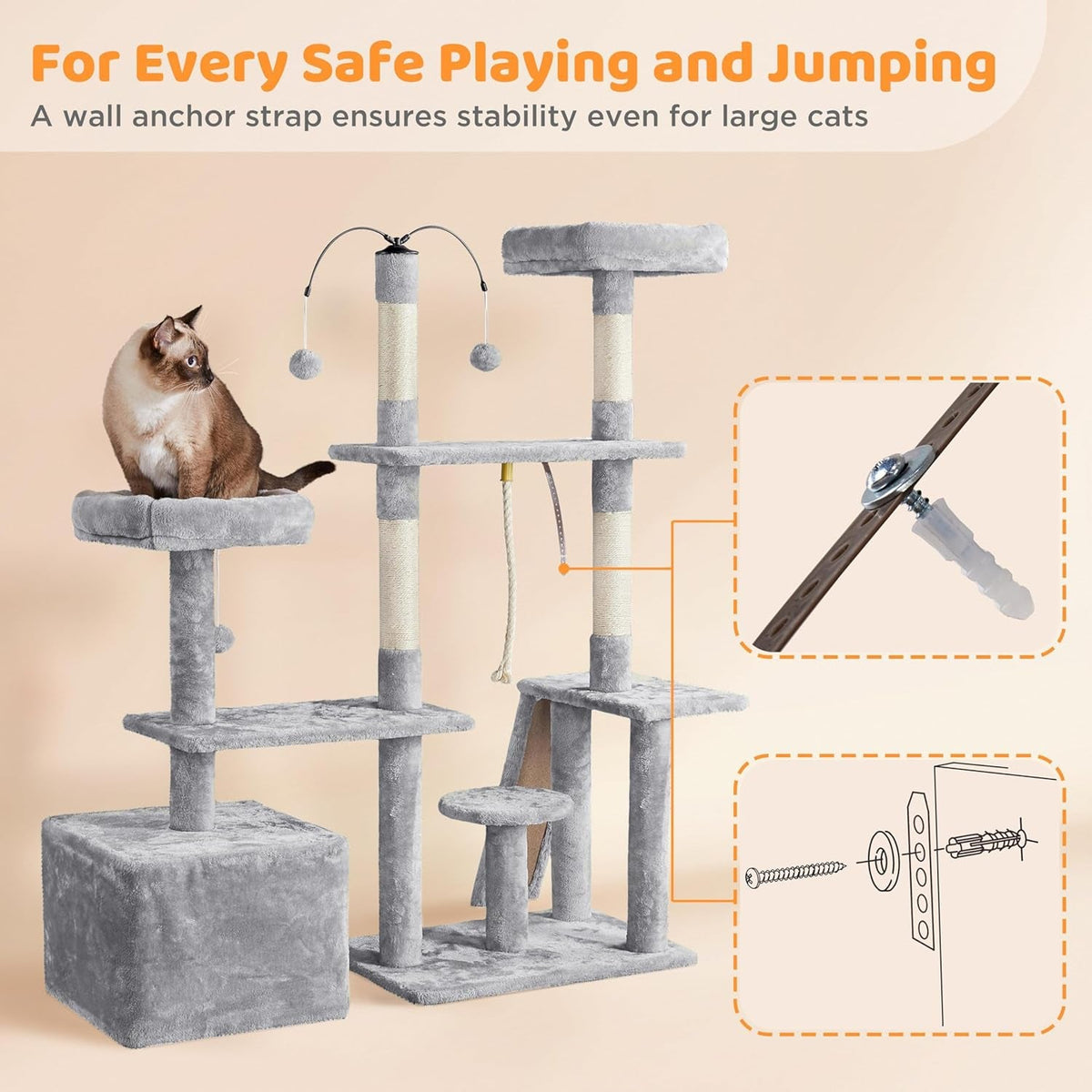 Yaheetech 53" Cat Tree — Multi-Level Play Tower for Indoor Cats - Dis & Dat Shop