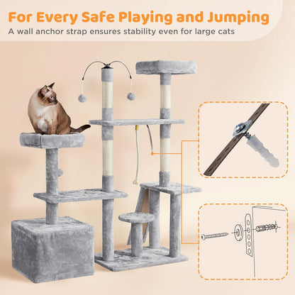 Yaheetech 53" Cat Tree — Multi-Level Play Tower for Indoor Cats - Dis & Dat Shop