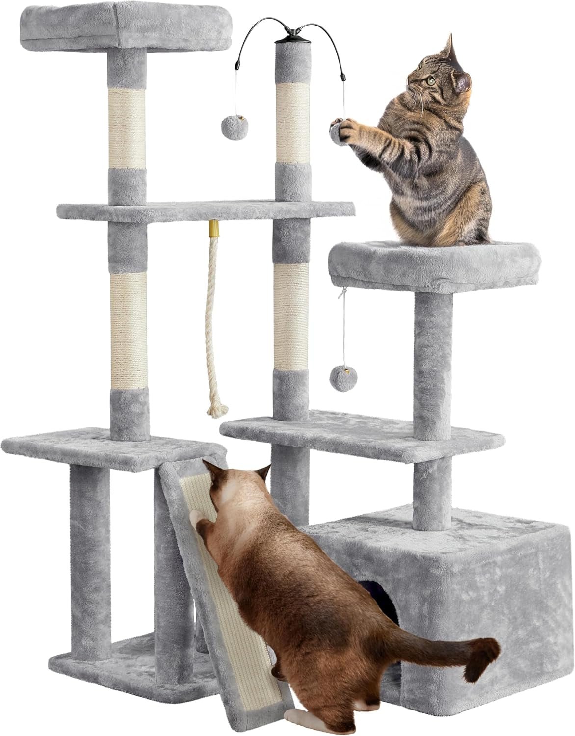 Yaheetech 53" Cat Tree — Multi-Level Play Tower for Indoor Cats - Dis & Dat Shop