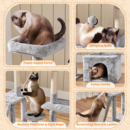 Yaheetech 53" Cat Tree — Multi-Level Play Tower for Indoor Cats - Dis & Dat Shop