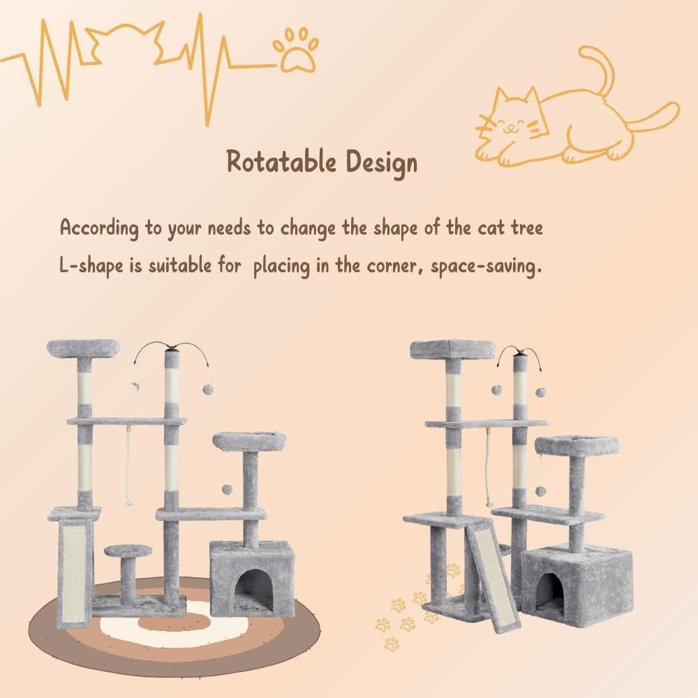 Yaheetech 53" Cat Tree — Multi-Level Play Tower for Indoor Cats - Dis & Dat Shop