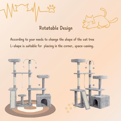 Yaheetech 53" Cat Tree — Multi-Level Play Tower for Indoor Cats - Dis & Dat Shop