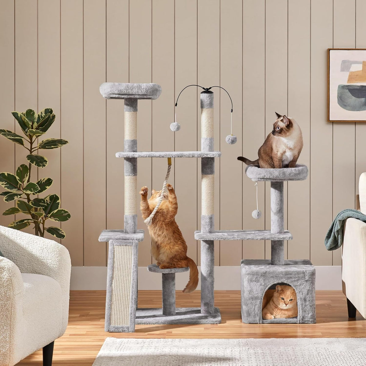 Yaheetech 53" Cat Tree — Multi-Level Play Tower for Indoor Cats - Dis & Dat Shop